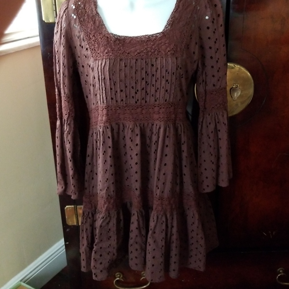 crochet brown dress, size medium